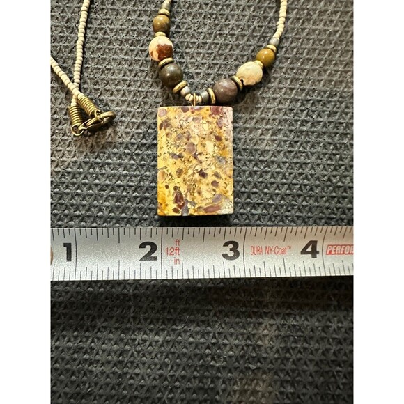 Leopardite Jasper Beaded Necklace Pendant Beads 17" - Picture 5 of 6